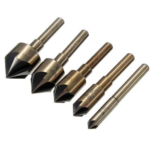 5pcs HSS 82 Degree Deburring Countersink Drill Bits Wood Chamfer Tool